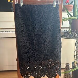Suzy Shier Black Crochet Pencil Midi Skirt Small